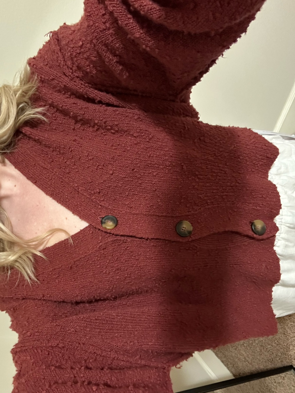 Free People Rust Red Chunky Button Cardigan - Picture 3 of 3